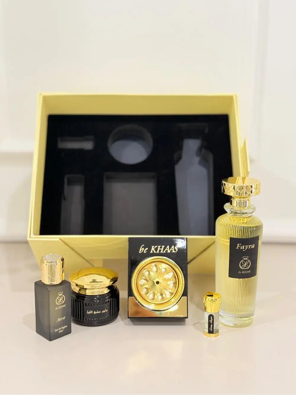 Bakhoor Ghayam, incense burner, silk Musk, Fayra and choose Any perfume - Gift Set - Bekhass Perfumes